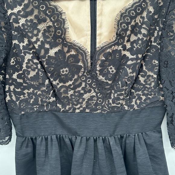 ELIZA J black Lace & faille midi length sexy whimsigoth dress. 8 - Picture 5 of 11